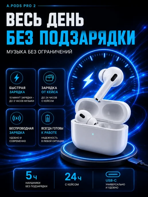 Беспроводные Bluetooth наушники A.PODS PRO 2 TWS, вариант, фото 3