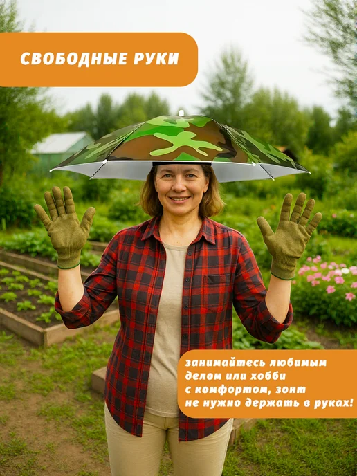 Атмосфера дома Зонт от дождя на голову взрослый 69 см, серый, фото 3