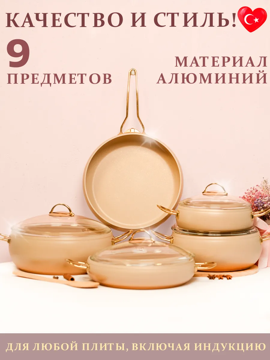 Набор кастрюль с крышками антипригарные