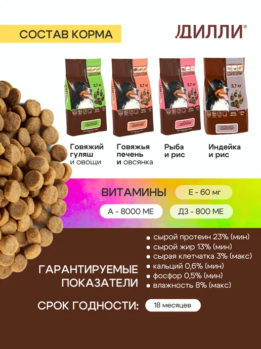 Сухой корм ДИЛЛИ Кг. Ассорти для собак, 14,8 кг, фото 2