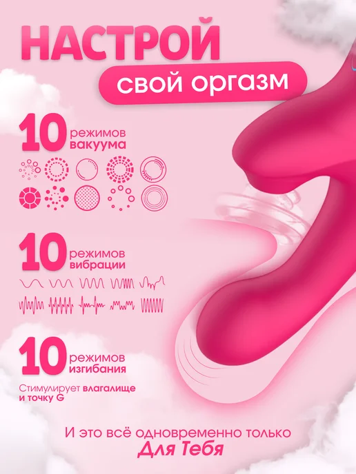 Extralovex Вибратор кролик 2 в 1 вакуумный для клитора и точки G, розовый, фото 3