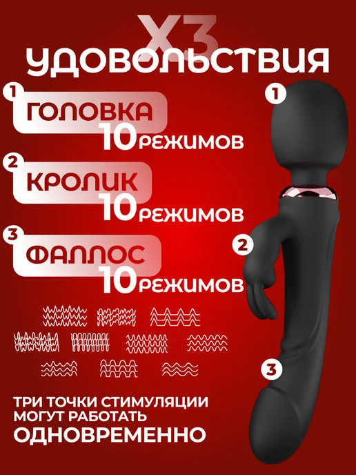 Extralovex Вибратор кролик двухсторонний для точки G, черный, фото 4