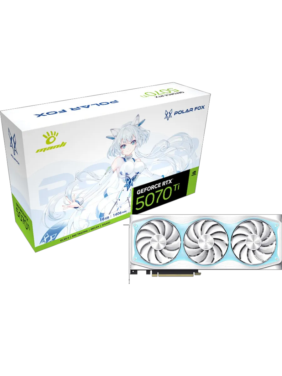 【希少新品】POLAR FOX GeForce RTX 5070 Ti Polar Fox GeForce RTX 5070 Ti OC 16GB GDDR7 видеокарта Manli