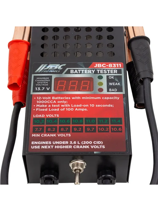 JBC Тестер аккумуляторных батарей цифровой 12V, 100A, 200Ah, черный, фото 6