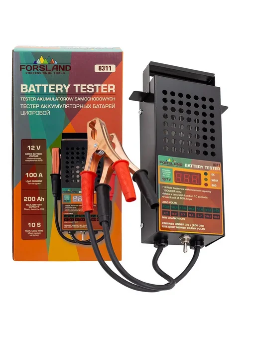Forsland Тестер аккумуляторных батарей цифровой 12V, 100A, 200Ah, черный, фото 5