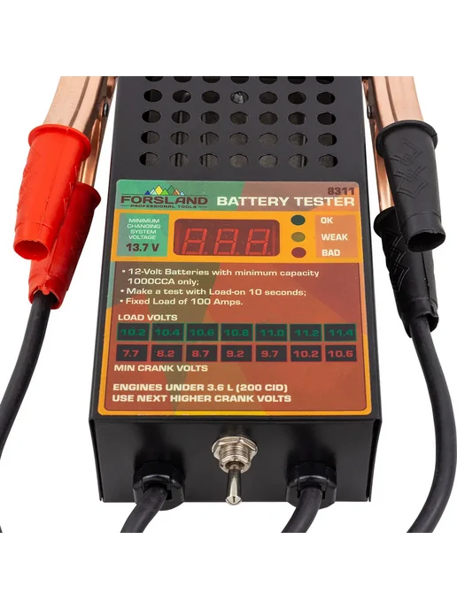 Forsland Тестер аккумуляторных батарей цифровой 12V, 100A, 200Ah, черный, фото 6