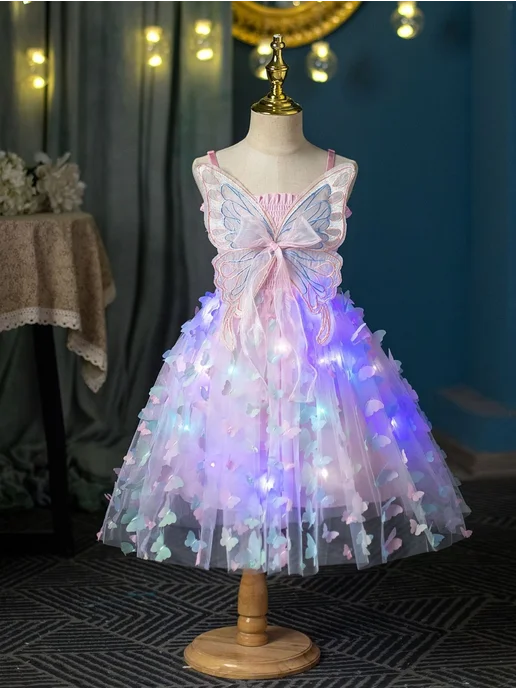 JULIESLED Платье с бабочками светящееся Фея, розовый, фото 2