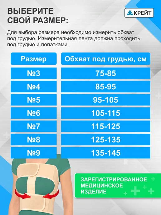 Крейт Бандаж на грудную клетку послеоперационный для женщин, бежевый, фото 2