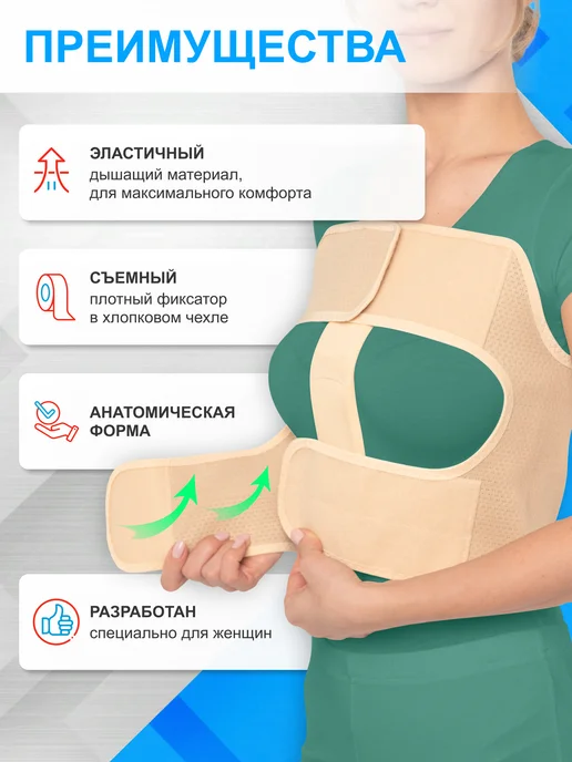 Крейт Бандаж на грудную клетку послеоперационный для женщин, бежевый, фото 3
