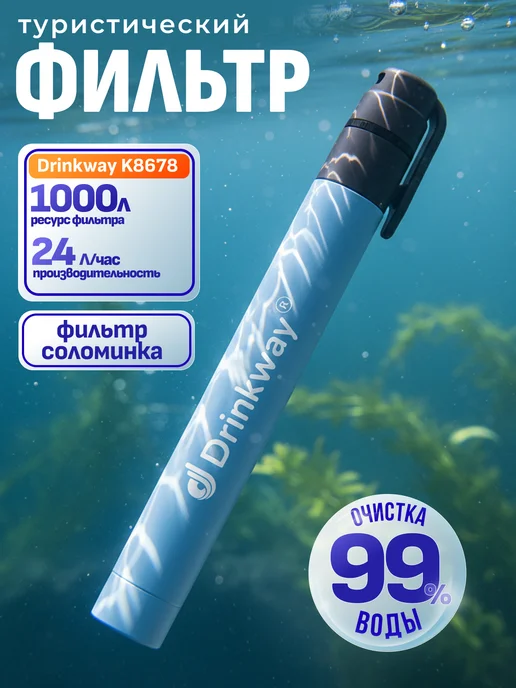 Drinkway Фильтр для воды походный туристический, синий