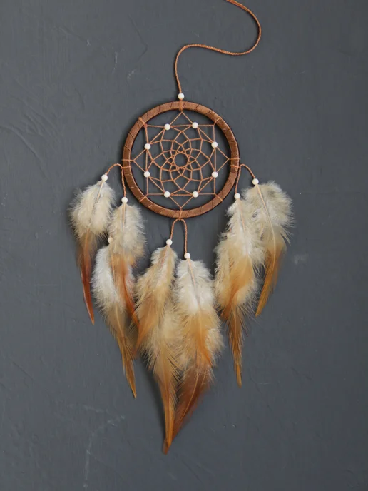 dreamcatcher with love ловец снов декор оберег для дома и автомобиля, бежевый, фото 2