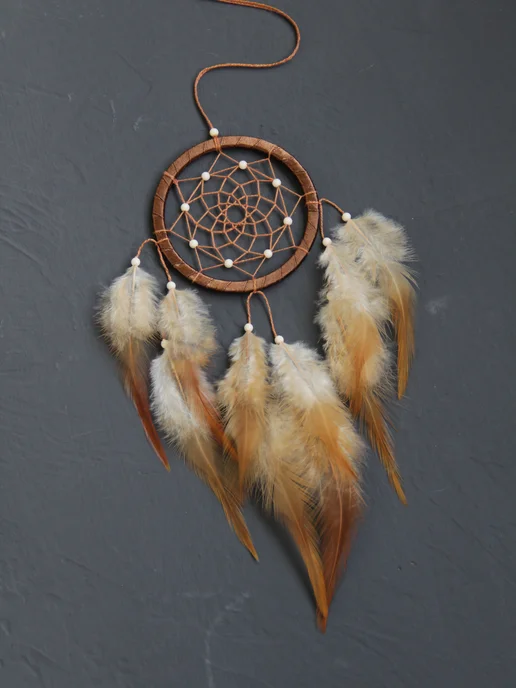 dreamcatcher with love ловец снов декор оберег для дома и автомобиля, бежевый, фото 3