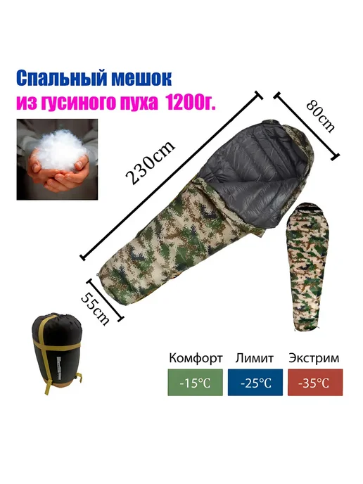 Спальный мешок пуховый, зеленый, фото 2