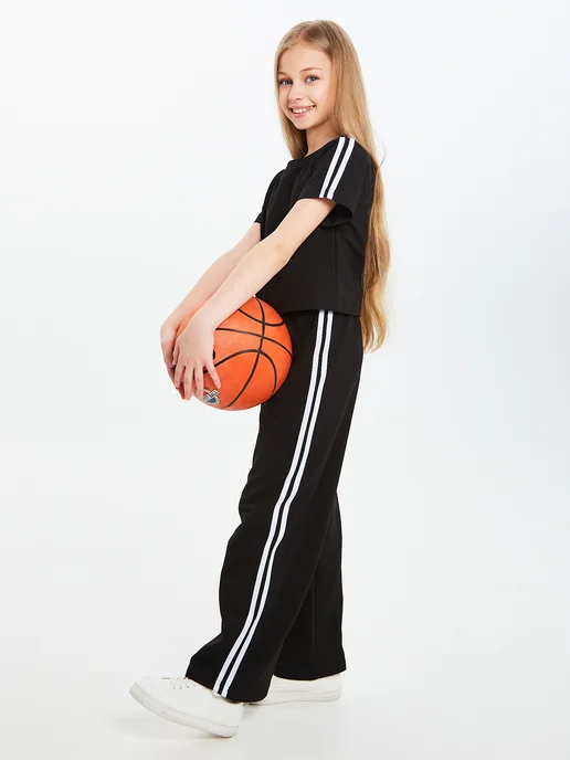 EBE KIDS Костюм спортивный с широкими брюками, черный, фото 2