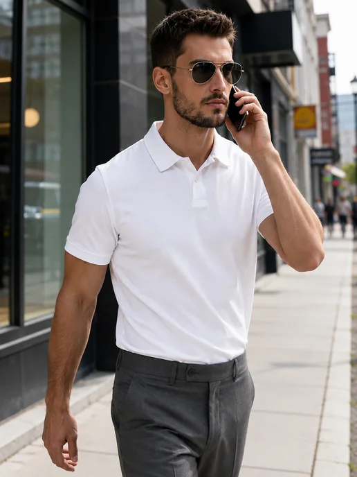 BOUTIQUE 86 Футболка поло с коротким рукавом, белый