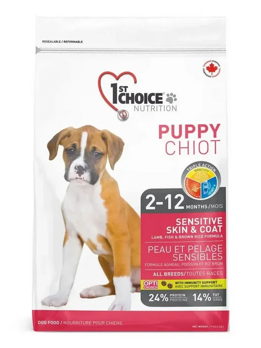 Сухой корм 1st Choice Skincoat для собак, чувствительное пищеварение, щенки, рыба, ягненок, 2,72 кг