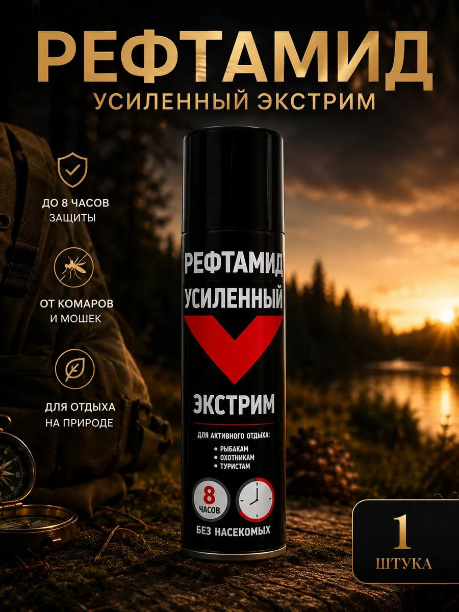 Рефтамид усиленный от комаров и клещей черный 147мл