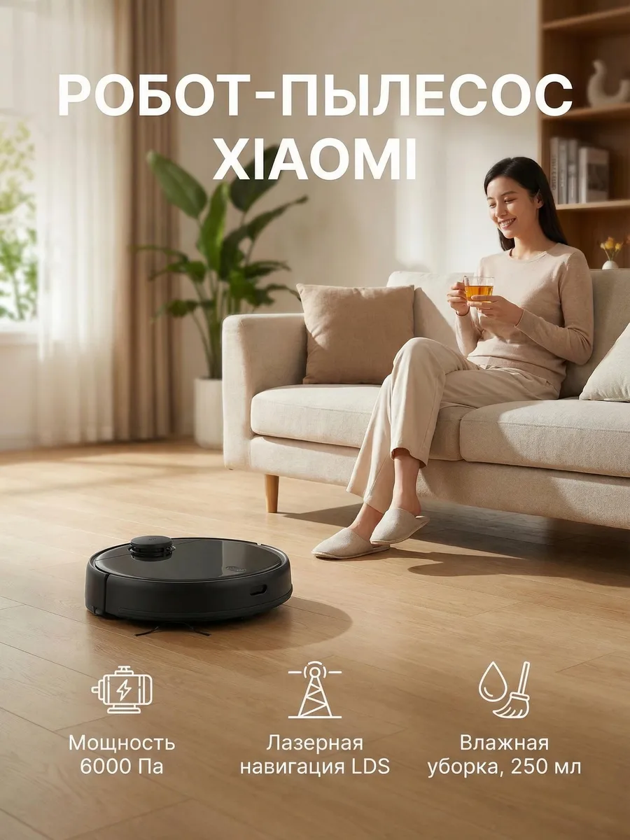 Xiaomi Робот-пылесос Mijia Robot Vacuum Mop LDS 2 Pro MJSTS черный