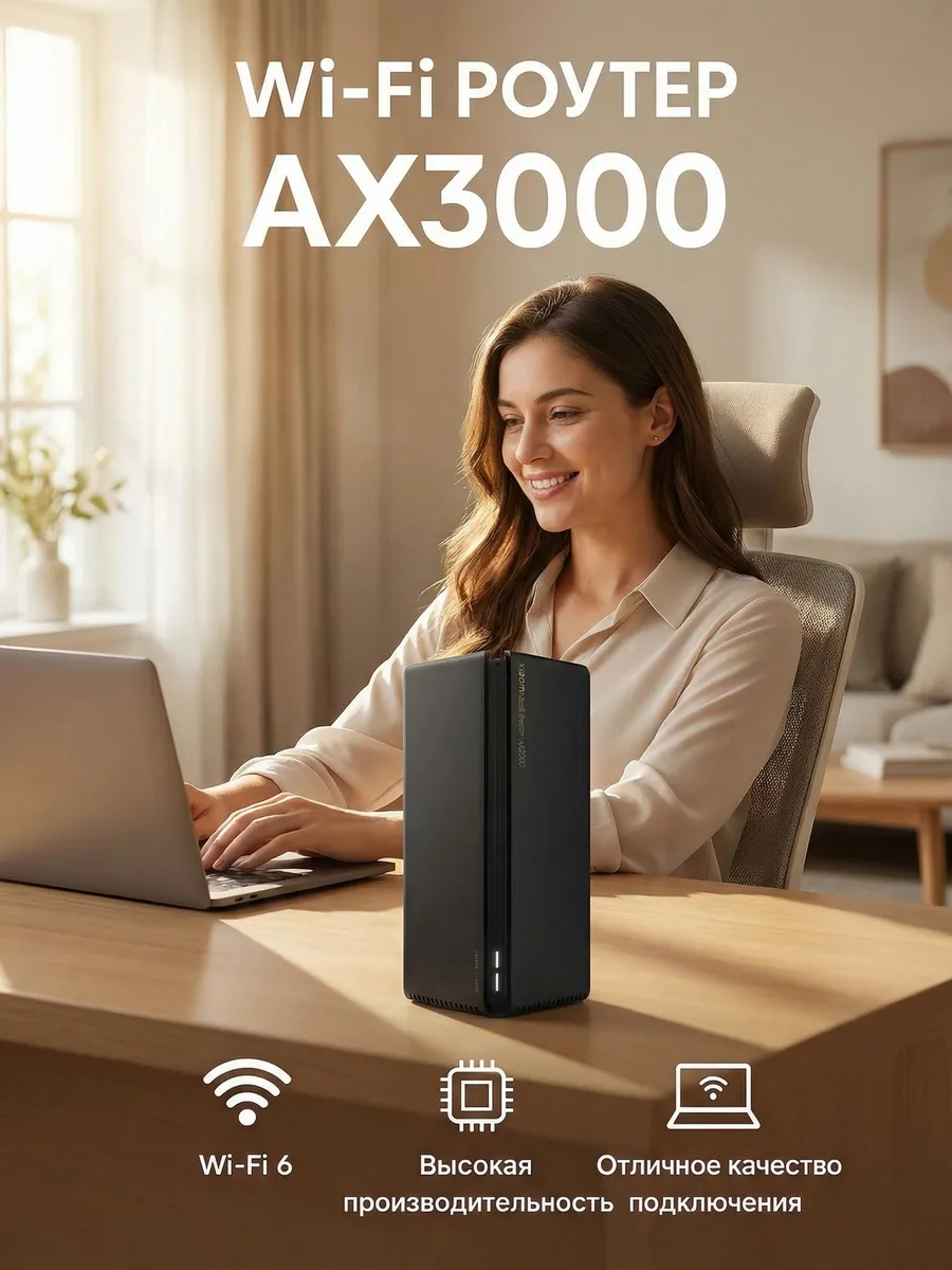 Маршрутизатор Xiaomi AX3000 Black 891078, CN