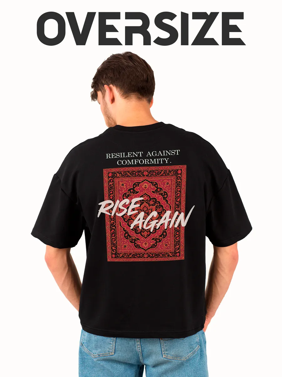 Футболка оверсайз с принтом ковер на спине y2k