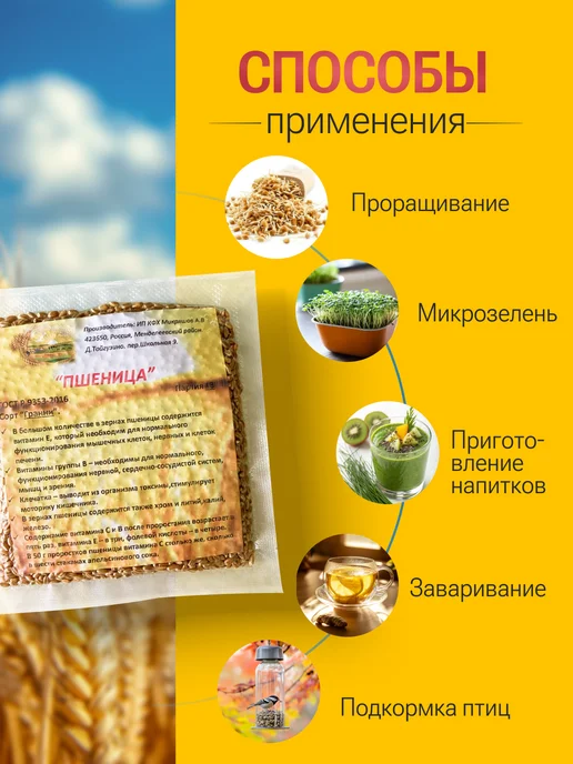 Живое зерно Пшеница для проращивания 1кг, 1 кг, фото 3
