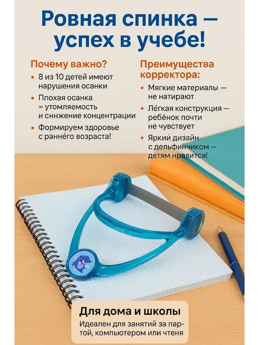 Havvami Корректор осанки детский, голубой