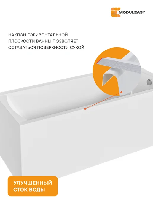 MODULEASY Ванна акриловая 165х70 см набор 3в1 с ножками 01кейн16570кс1, 165x70 см, фото 5