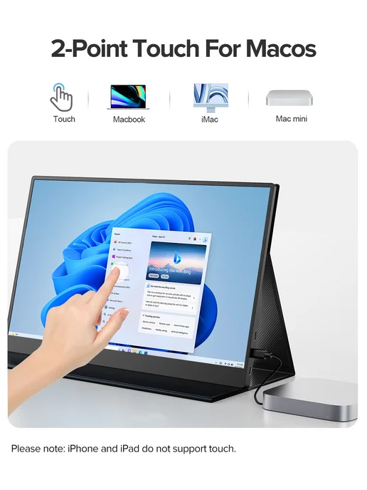 Uperfect 15,6-дюймовый сенсорный портативный монитор 1080P VESA, 15 6-дюймовый сенсорный портативный, фото 2