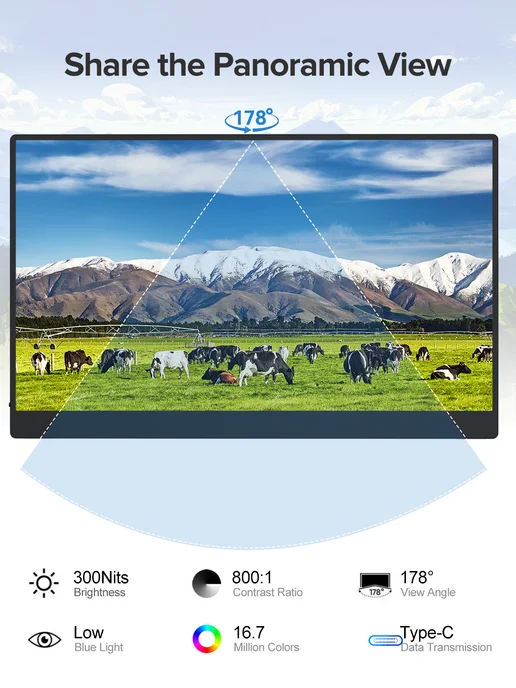 Uperfect 15,6-дюймовый сенсорный портативный монитор 1080P VESA, 15 6-дюймовый сенсорный портативный, фото 5