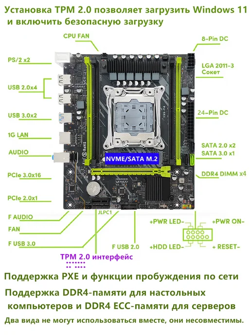 MACHINIST X99 P4 материнская плата LGA 2011-3 Поддержка TPM 2.0, вариант, фото 2