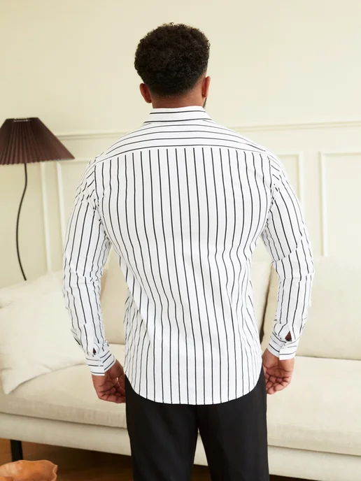 D&U mens Рубашка классическая с длинным рукавом в полоску, вариант, фото 7