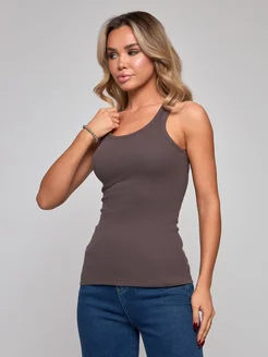 Майка базовая спортивная для фитнеса под пиджак в рубчик