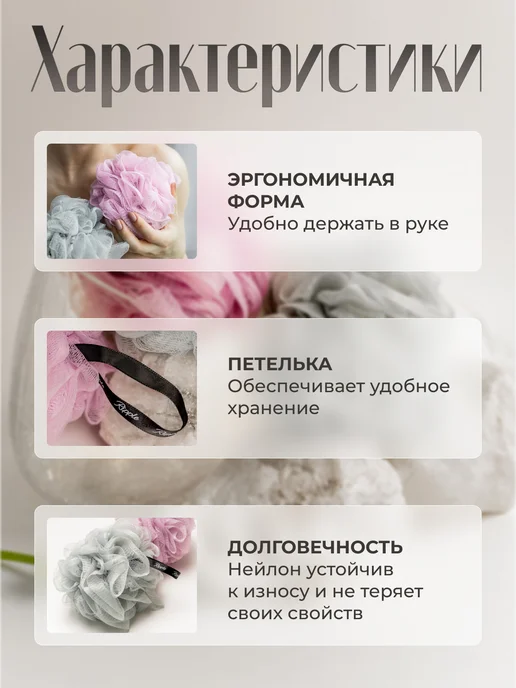 RIPPLE Мочалка для душа, для тела 2шт, 2 шт, фото 2