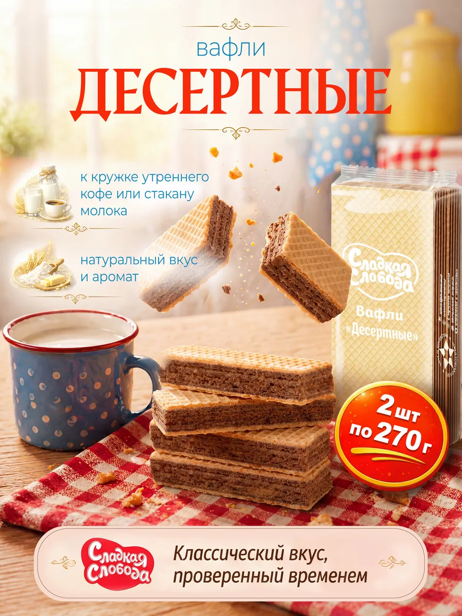Вафли Десертные 2 шт по 270 гр