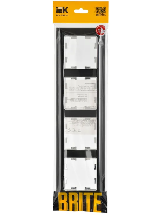 Iek BRITE Рамка 4-местная РУ-4-Бр хром черный, черный, фото 2