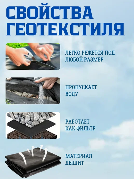 Укрывной материал, геотекстиль 150, 1,6х10 м, 1.6x10 м, 10 м, фото 2