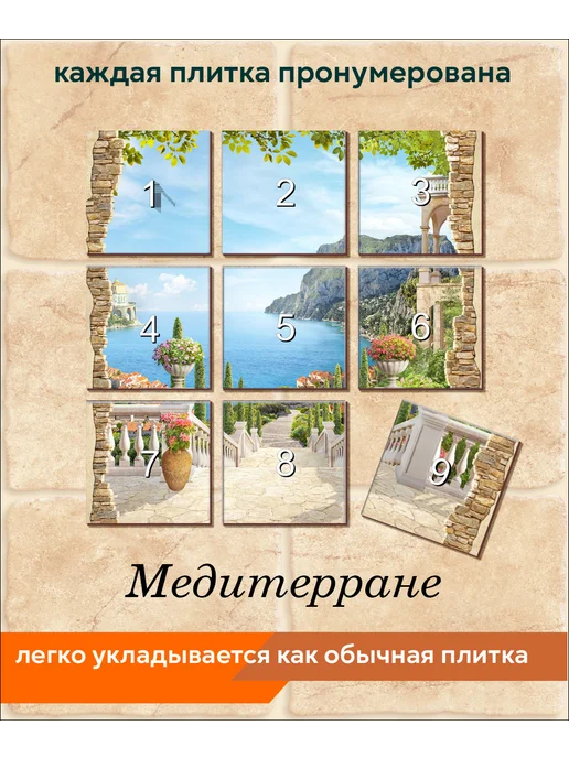 fres-co Панно из керамической плитки Медитерране 1 20х20, 20x20, фото 4