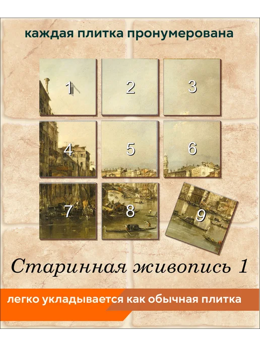 fres-co Панно из керамической плитки Старинная живопись 1 20х30, 20x20, фото 4