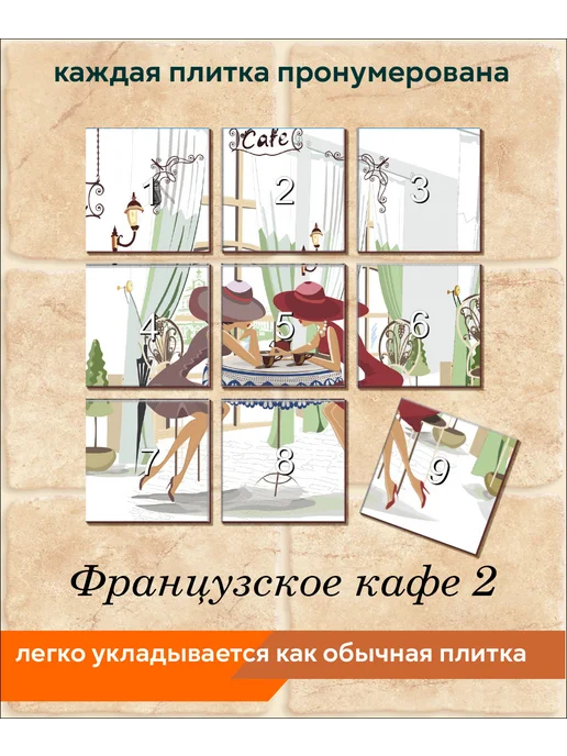 fres-co Панно из керамической плитки Французское кафе 2 20х30, 20x20, фото 4