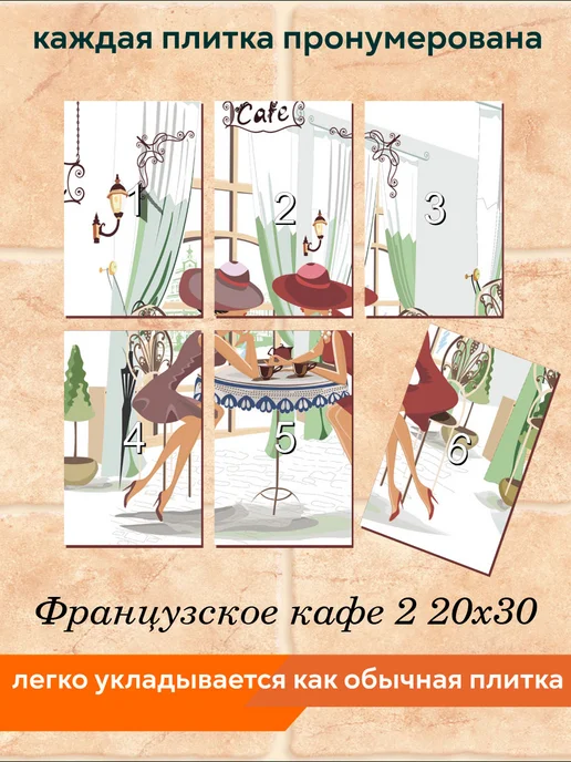 fres-co Панно из керамической плитки Французское кафе 2 20х30, 20x30, фото 4