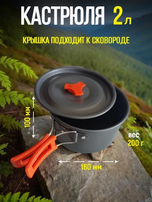 TEWSON Набор посуды туристический для 3 человек, черный, фото 6