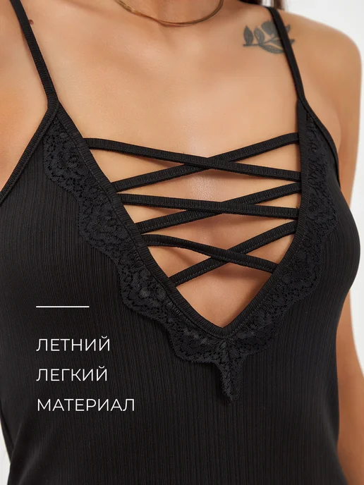MEnter Топ на бретельках под пиджак, черный, фото 3