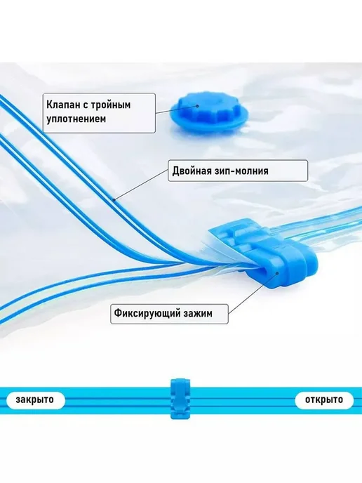 АБР вакуумные пакеты для одежды с клапаном насос в подарок, белый, фото 6