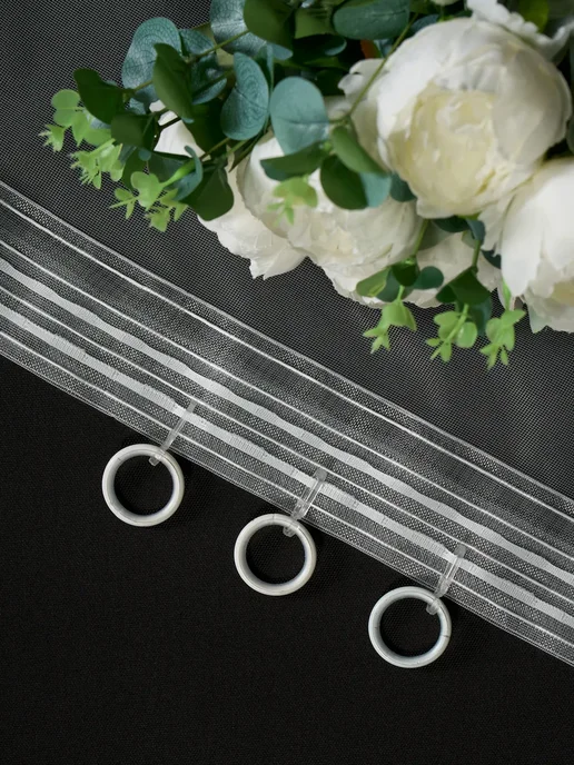 ADOL-TEX Готовый тюль 200х250 см с вышивкой на шторной ленте, 200x250 см, фото 5