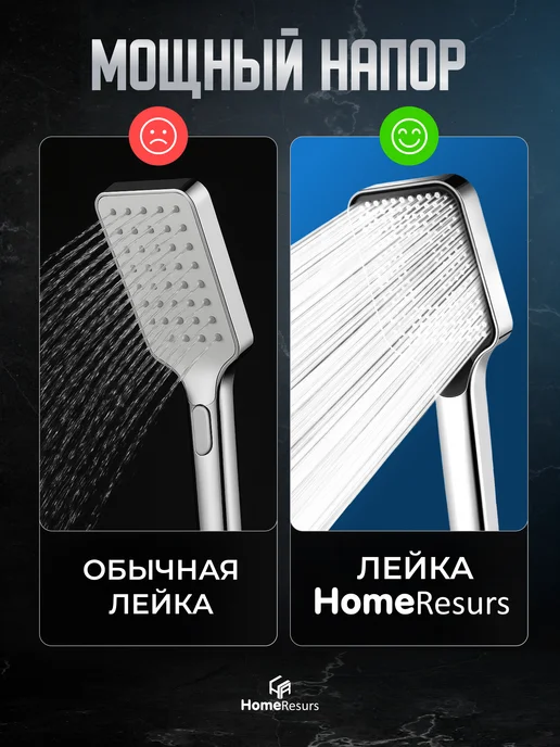 HomeResurs Большая лейка для душа без шланга с 3 режимами, серый, фото 3