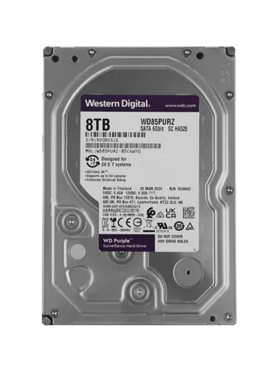 Внутренний HDD жесткий диск WD85PURZ Purple 8000ГБ