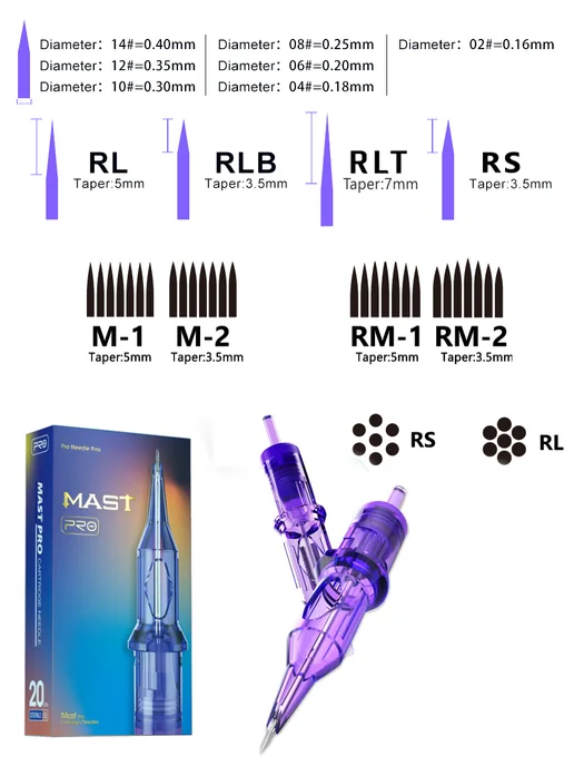 Картриджи для тату машинки , Mast 1007RL 30/7RLLT , 20 шт/уп, 20 шт, фото 3