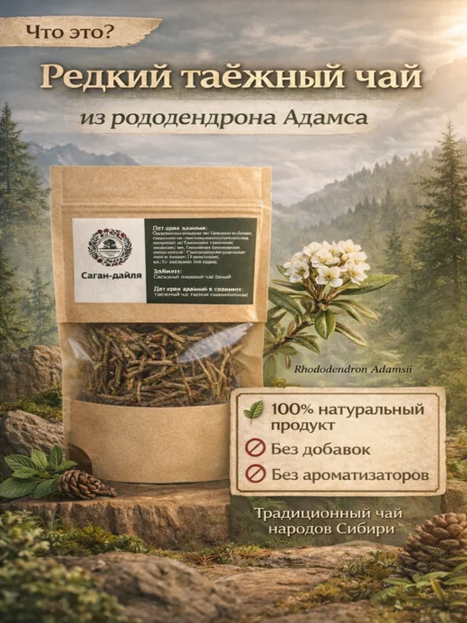 Натуральный урожай Саган Дайля чай 10г листовой натуральный таёжный бодрящий, 10 г, фото 2