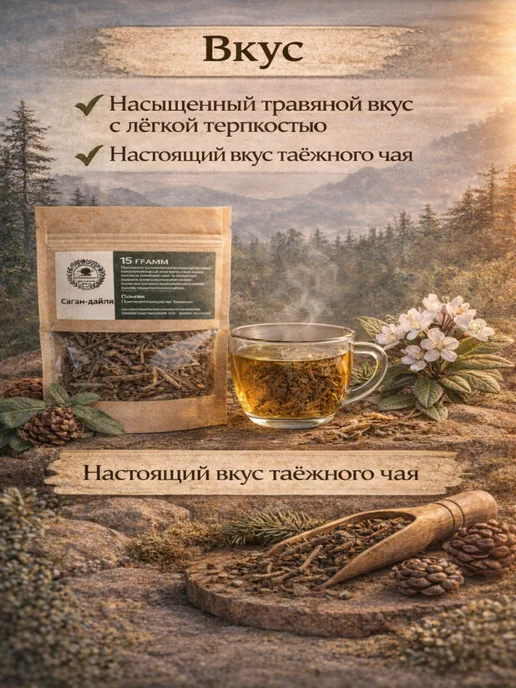 Натуральный урожай Саган Дайля чай 10г листовой натуральный таёжный бодрящий, 10 г, фото 5