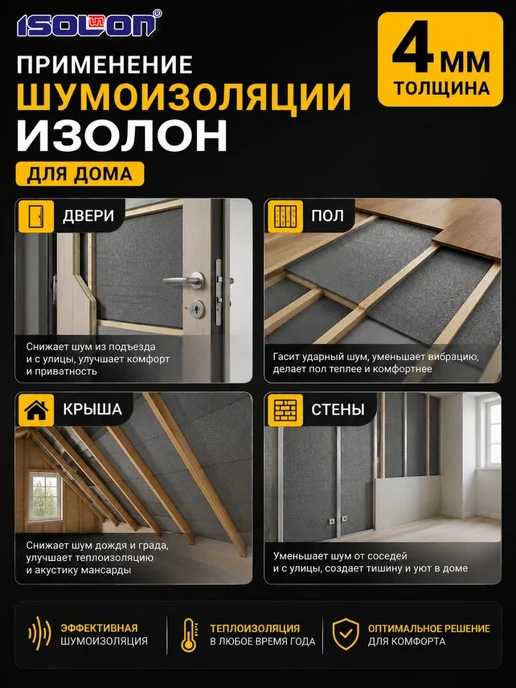 AERO BASS Шумоизоляция Изолонтейп 4мм. Теплоизоляция самоклеящаяся, вариант, фото 5